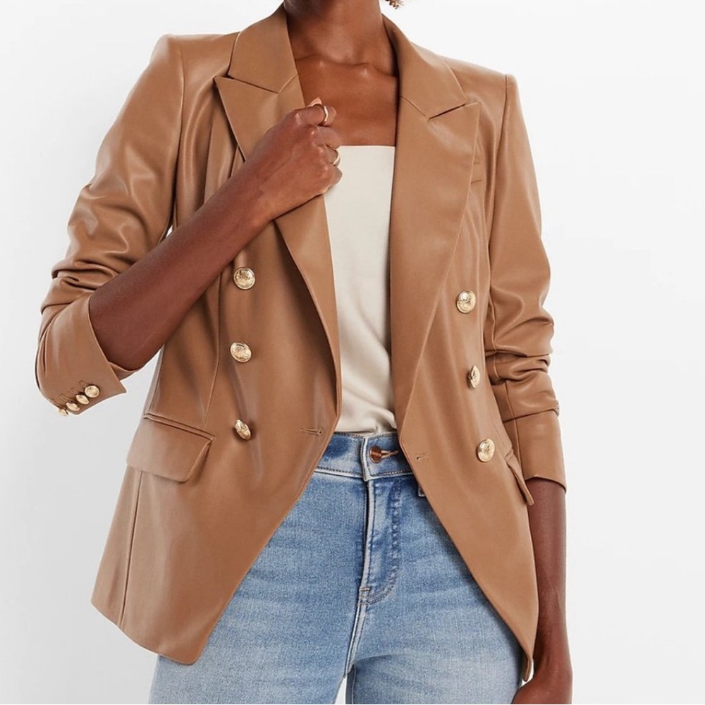 Express faux leather blazer - camel - size S-NWT